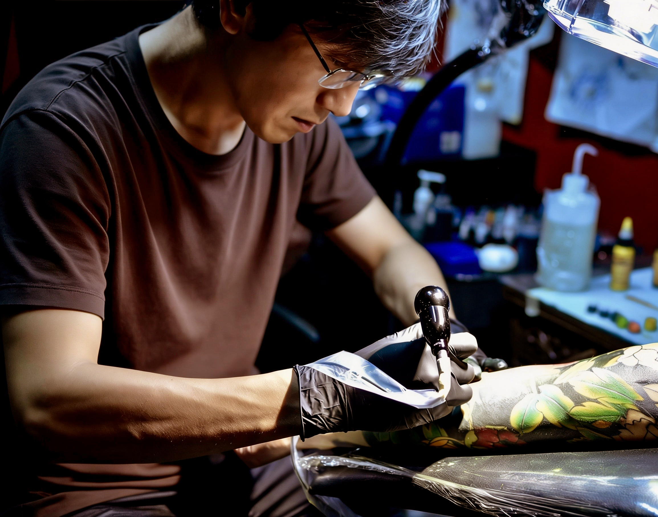 Professional tattoo session at Assassin Tattoo studio, Houston Montrose